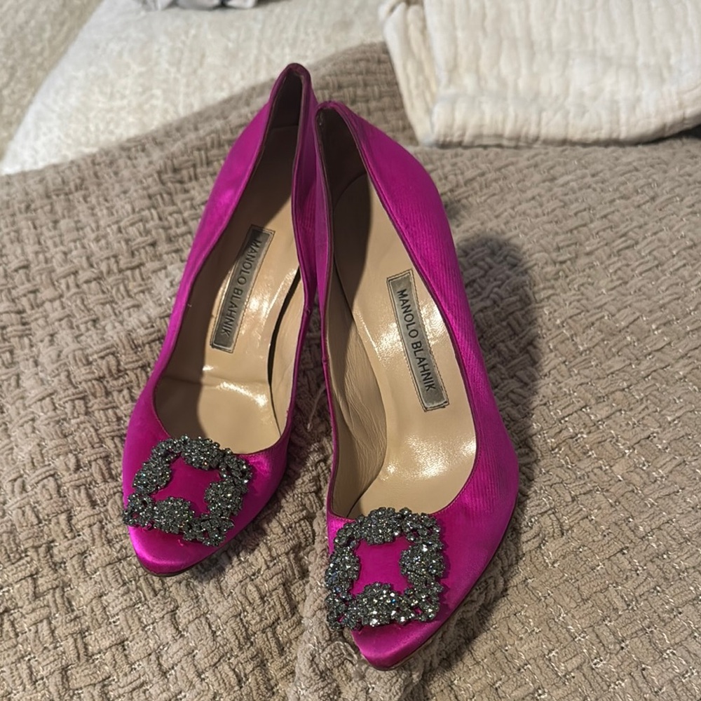 Manolo Blahnik Pink Satin Heels